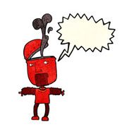 funny cartoon robot with open head speech bubble N3