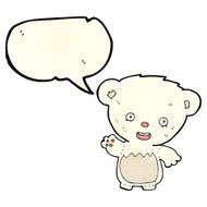 cartoon polar bear cub waving with speech bubble N3