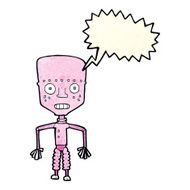 funny cartoon robot with speech bubble N20