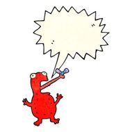 cartoon poisonous frog catching fly with speech bubble N3