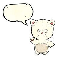 cartoon polar bear cub waving with speech bubble N4