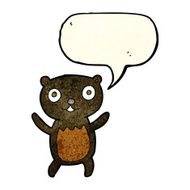 cartoon black bear cub with speech bubble N19