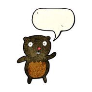 cartoon black bear cub with speech bubble N20