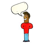 cartoon grinning man with speech bubble N26