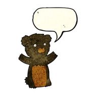 cartoon black bear cub with speech bubble N22