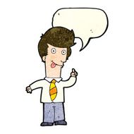 cartoon office man with crazy idea speech bubble N3
