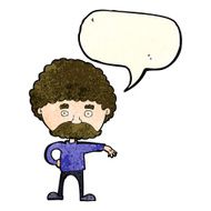 cartoon man with mustache making camp gesture speech bubble N4