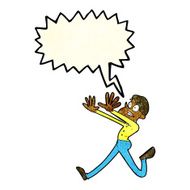 cartoon man running away with speech bubble N2
