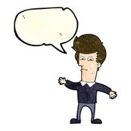 cartoon waving man with speech bubble N14