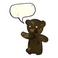 cartoon black bear cub with speech bubble N25