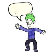 cartoon happy vampire man with speech bubble N11