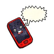 cartoon mobile phone with speech bubble N2