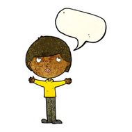 Cartoon happy boy with speech bubble N75