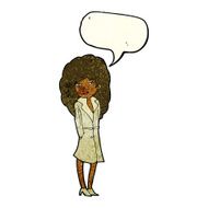 cartoon female spy with speech bubble N8