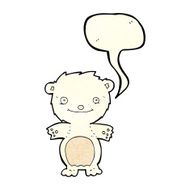 cartoon happy little polar bear with speech bubble N5