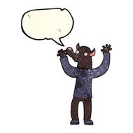 cartoon happy werewolf man with speech bubble N2