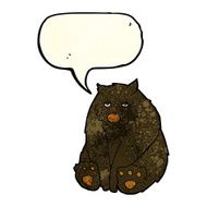 cartoon unhappy black bear with speech bubble N2