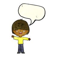 Cartoon happy boy with speech bubble N76