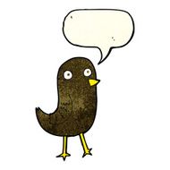 funny cartoon bird with speech bubble N45