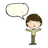 Cartoon happy boy with speech bubble N77