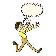cartoon man running away with speech bubble N3