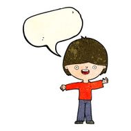 Cartoon happy boy with speech bubble N78
