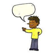 cartoon man pointing with speech bubble N59