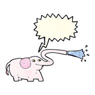 cartoon elephant squirting water with speech bubble N7