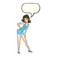 cartoon model woman posing with speech bubble N4
