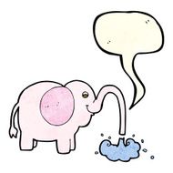 cartoon elephant squirting water with speech bubble N8