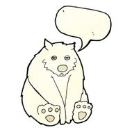 cartoon unhappy polar bear with speech bubble N4
