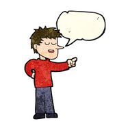 cartoon man pointing with speech bubble N61