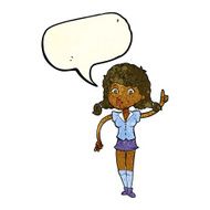 cartoon pretty woman with idea speech bubble N25