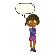 cartoon surprised girl with speech bubble N5