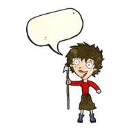 cartoon crazy woman with spear speech bubble N4