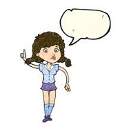 cartoon pretty woman with idea speech bubble N26