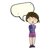 cartoon surprised girl with speech bubble N6