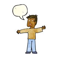 cartoon surprised man with speech bubble N42