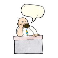 cartoon bored man at desk with speech bubble N4