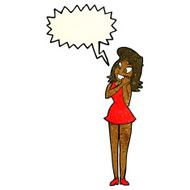 cartoon excited woman with speech bubble N46