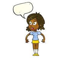 cartoon surprised woman with speech bubble N78