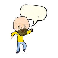 cartoon worried old man pointing with speech bubble N4