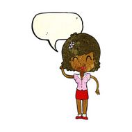 cartoon pretty woman with idea speech bubble N27
