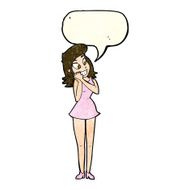 cartoon excited woman with speech bubble N47