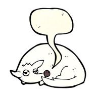 cartoon curled up dog with speech bubble N4