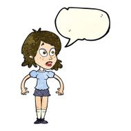 cartoon surprised woman with speech bubble N80