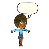 cartoon annoyed girl with speech bubble N6