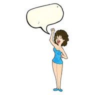 cartoon dancing woman with speech bubble N18