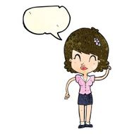 cartoon pretty woman with idea speech bubble N28
