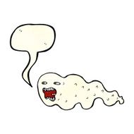 cartoon ghost with speech bubble N8